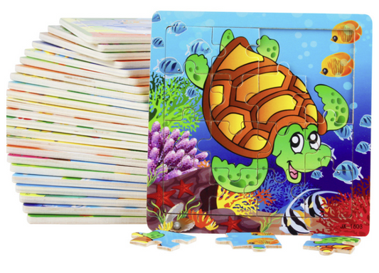 16-Piece Wooden Puzzles for Children Ages 3-6 (3 Pk.)