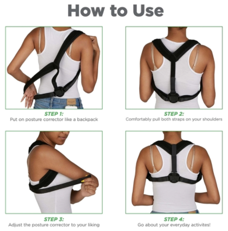 Adjustable Upper Back Brace for Posture Support, Neck, Upper Back, and Shoulder Pain Relief