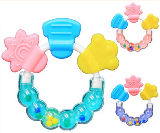 2-in-1 Food Grade Silicone Baby Teether and Rattle