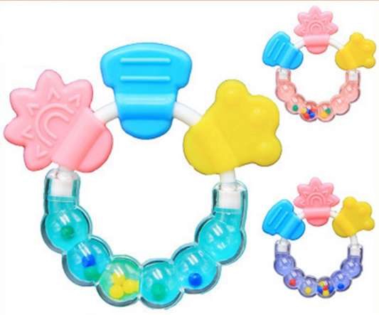 2-in-1 Food Grade Silicone Baby Teether and Rattle