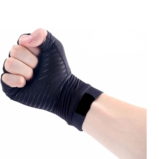 Half Finger Copper Infused Compression Gloves - for Rheumatoid Arthritis, Carpal Tunnel, RSI, Osteoarthritis & Tendonitis