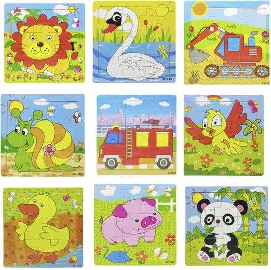 9-Piece Wooden Puzzles for Children Ages 2-5 (4 Pk.)