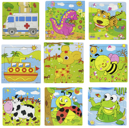 9-Piece Wooden Puzzles for Children Ages 2-5 (4 Pk.)