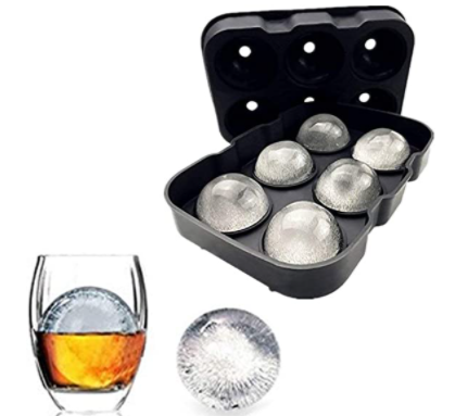 Easy Release, Flexible Silicone Ice Ball Molds for Cocktails, Juice, Water, etc. (Reusable & BPA Free)