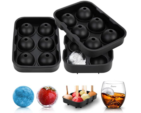 Easy Release, Flexible Silicone Ice Ball Molds for Cocktails, Juice, Water, etc. (Reusable & BPA Free)